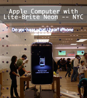 Click here to see the neon for Apple Computer.  Link opens to a Flickr slideshow.